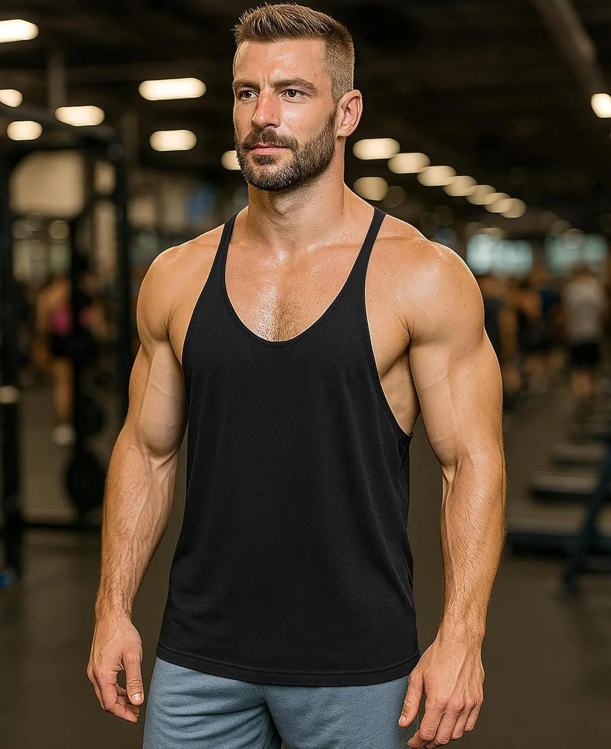 AMERICAN HEAVEN Men's 5 Pack Dry Fit Y-Back Muscle Tank | Stringer Workout Tank Tops