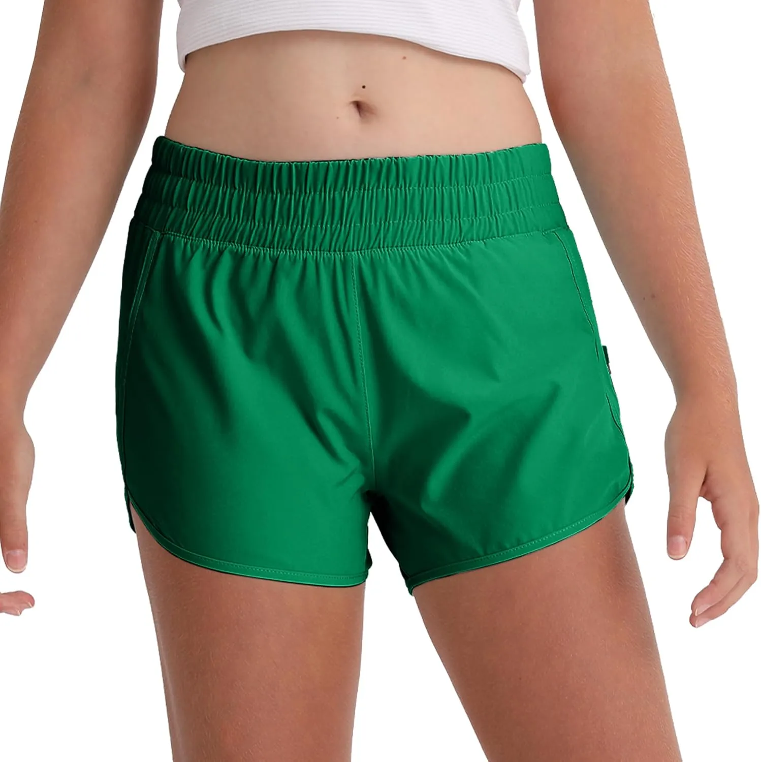Aurefin Girls Athletic Shorts with Zip Pockets, Teen Kids Quick Dry Running Shorts Lightweight Workout Sports Active shorts