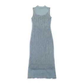 CALLIPYGIAN PLEATED LUREX LIGHT?BLUE TANK DRESS