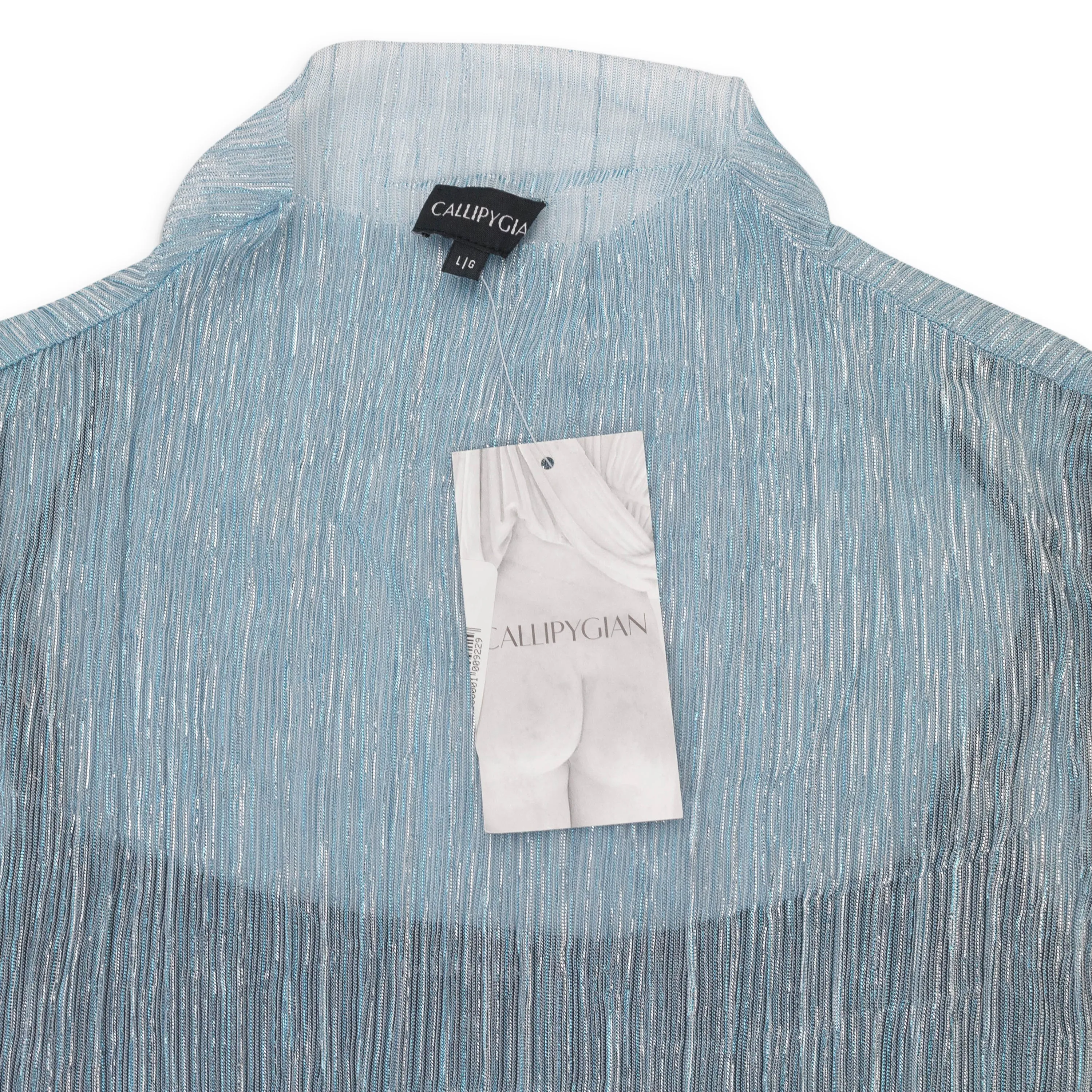 CALLIPYGIAN PLEATED LUREX LIGHT?BLUE TANK DRESS