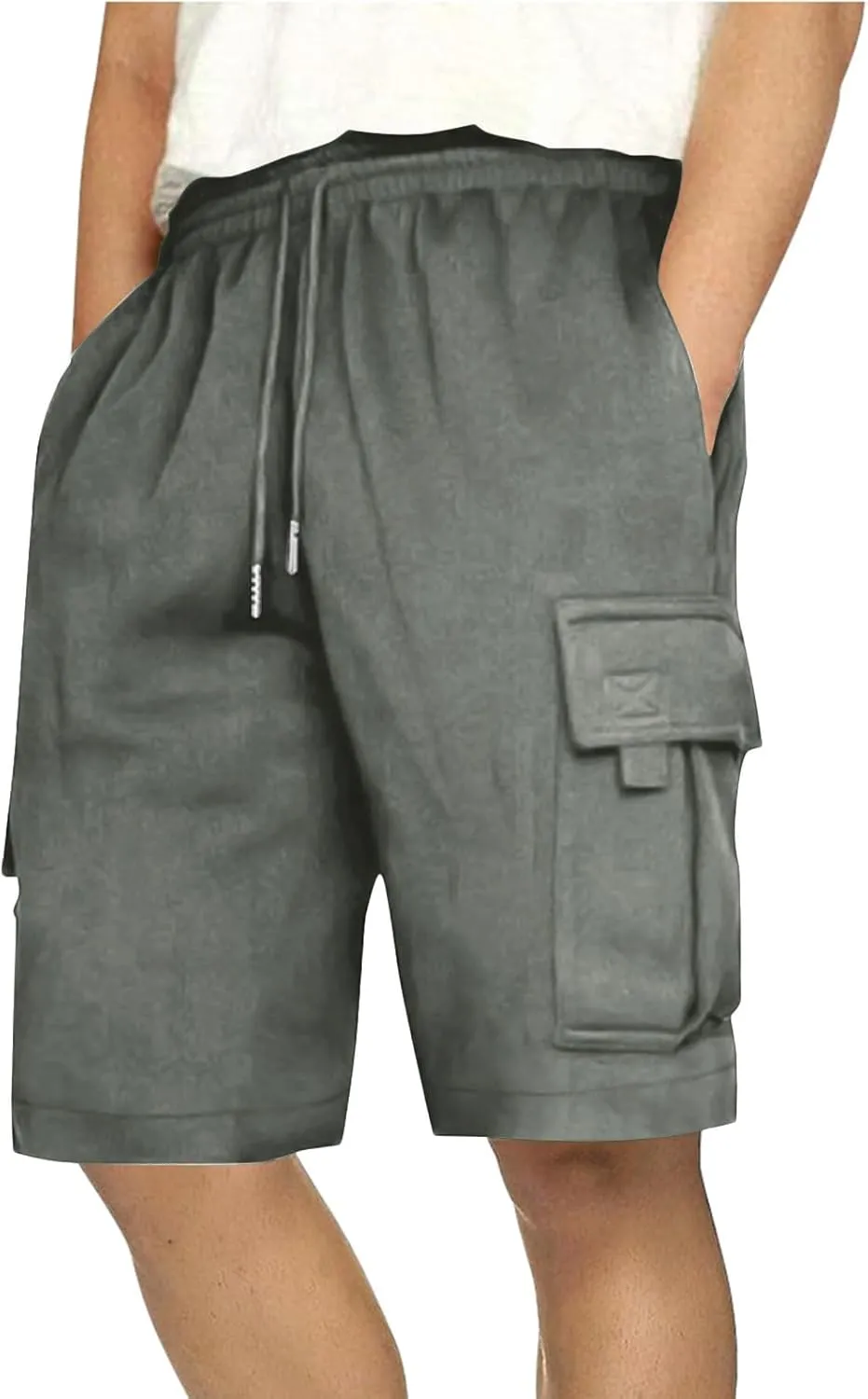 Cargo Shorts for Men Athletic Shorts Stylish Multic-Pockets Shorts Man Basketball Summer Casual Drawstring Shorts Relaxed Fit