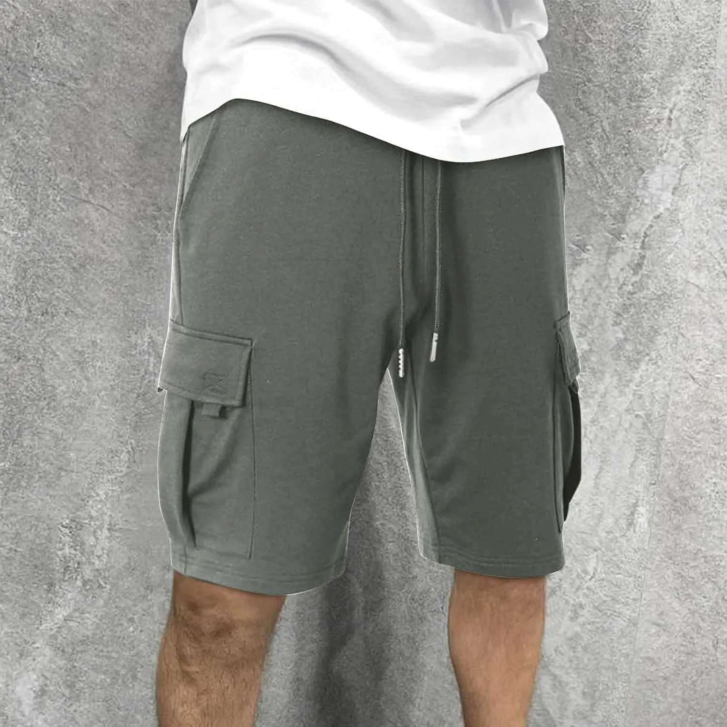 Cargo Shorts for Men Athletic Shorts Stylish Multic-Pockets Shorts Man Basketball Summer Casual Drawstring Shorts Relaxed Fit