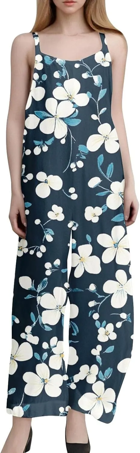Casual Womens Jumpsuit, Fashion Loose Trendy Spring Wide Leg Boho Womens Rompers for Summer