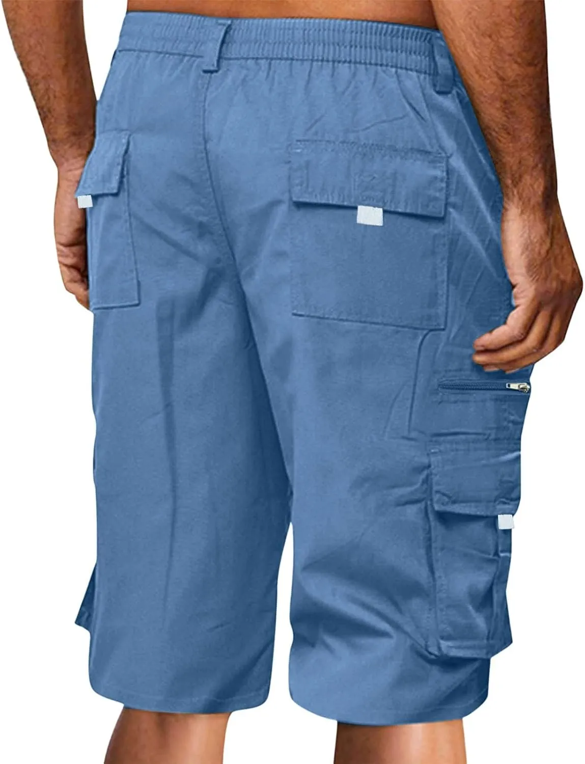 Cathalem Cargo Shorts for Men, Men's Elastic Waist Cargo Shorts Summer Relaxed Fit Outdoor Work Shorts Athletic Shorts