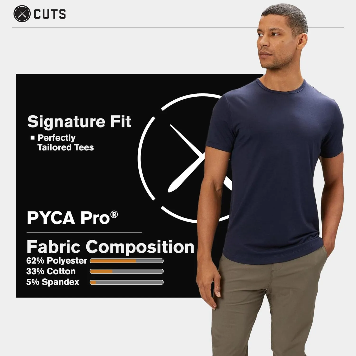 Clothing Men's Premium AO Crew Neck Casual Short Sleeve T-Shirt | Classic Curve Hem | PYCA Pro Soft Fabric