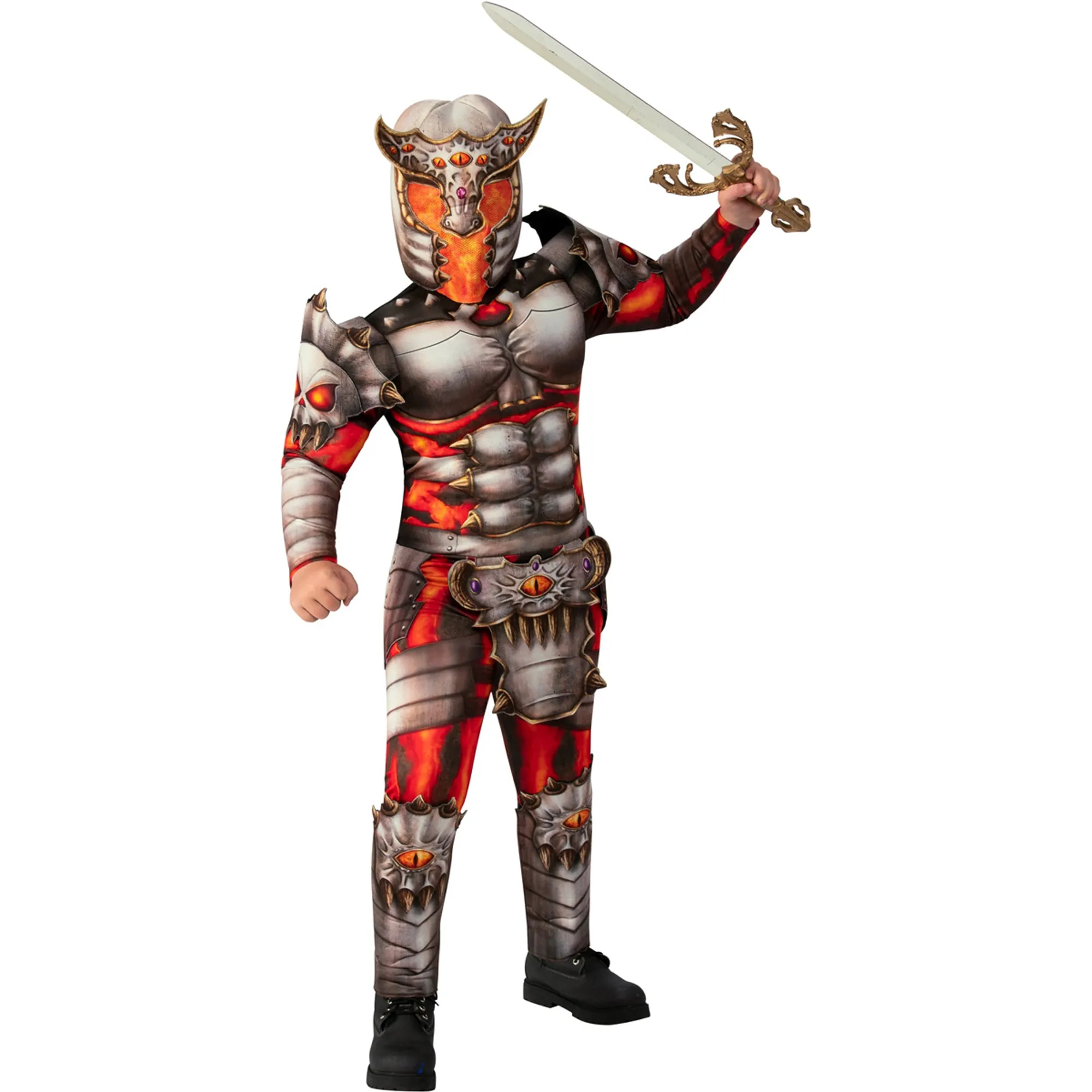 Demon Knight Costume for Kids, Orange and Red Jumpsuit