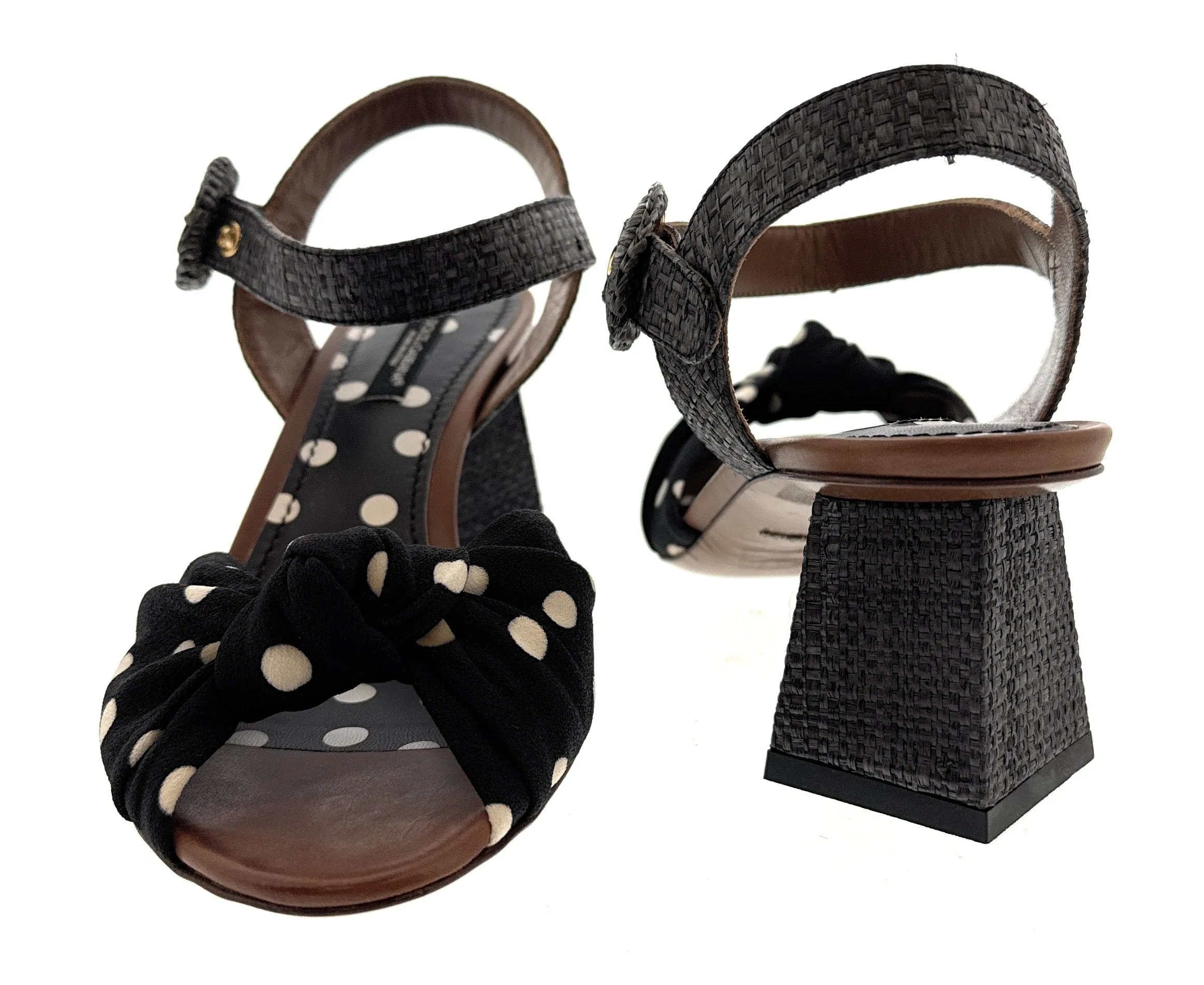 Dolce & Gabbana Women's Polka Dot Bow Block Heel Sandals-EU37