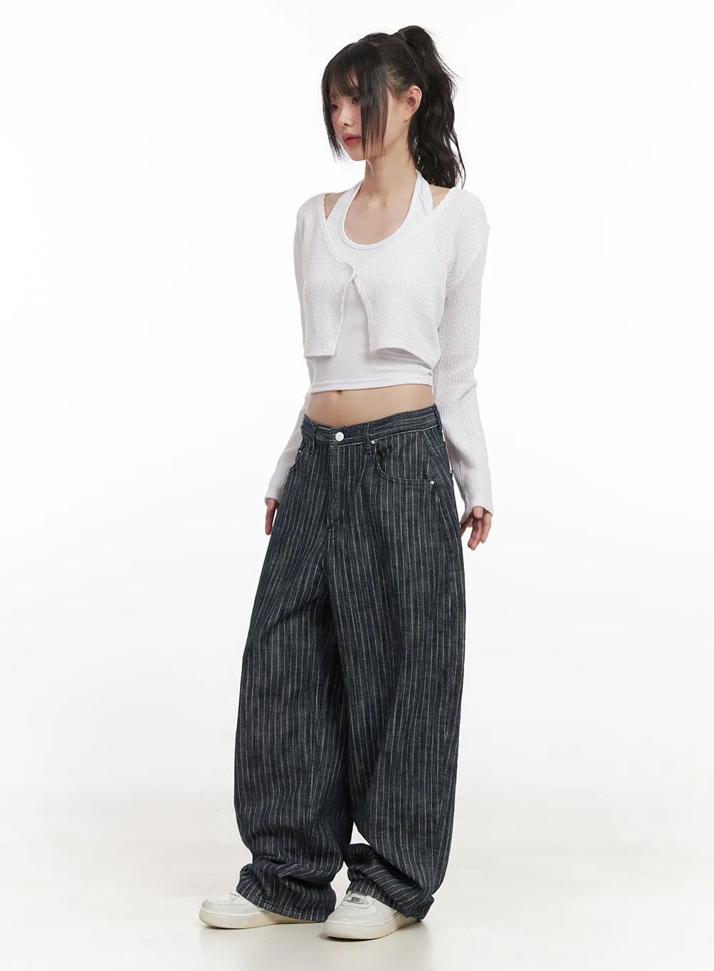Esther Striped Wide-Fit Baggy Jeans CJ528