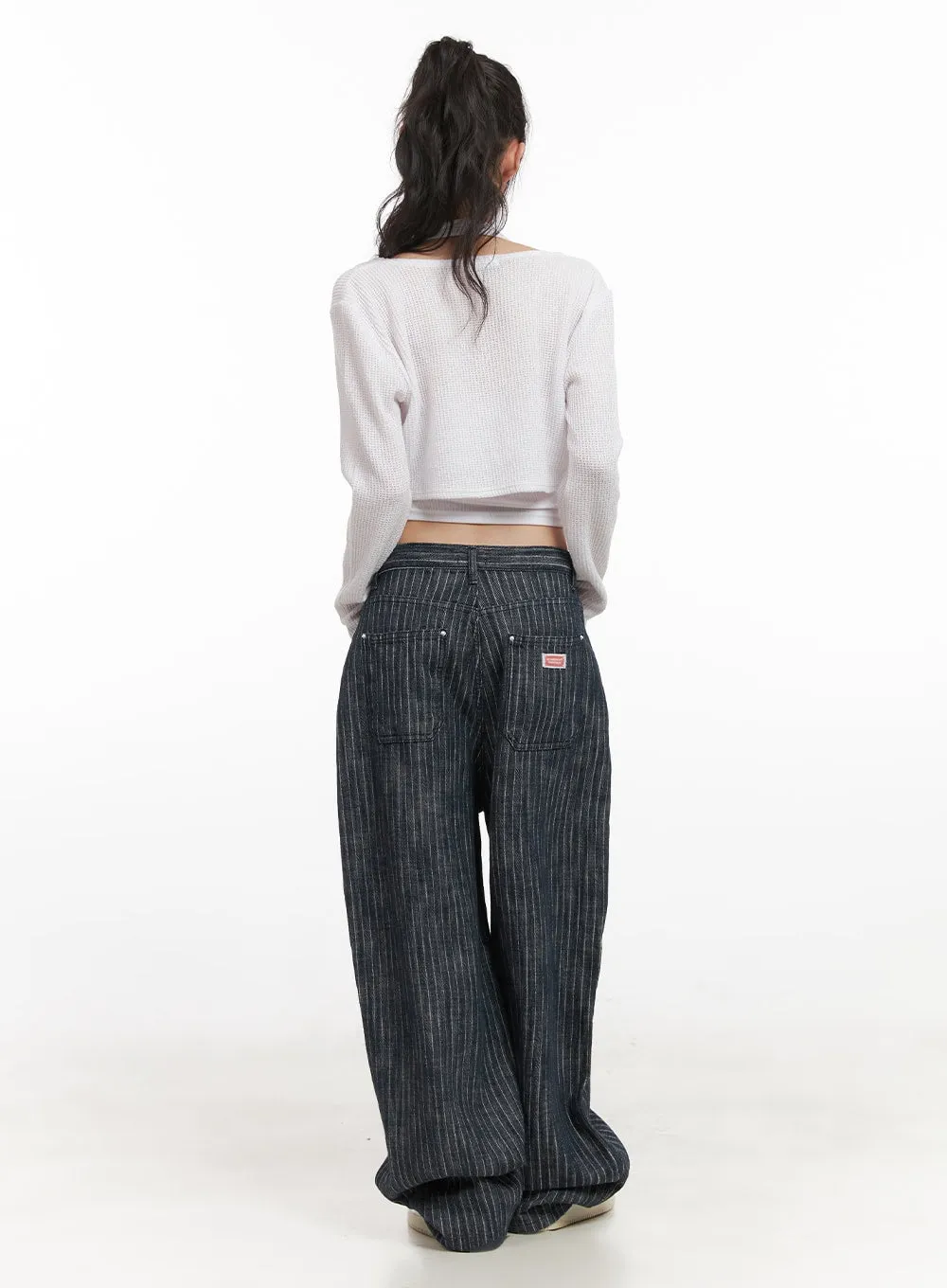 Esther Striped Wide-Fit Baggy Jeans CJ528