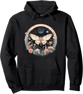 Fairycore Luna Moth Moon Naturecore Vintage Dark Academia Pullover Hoodie