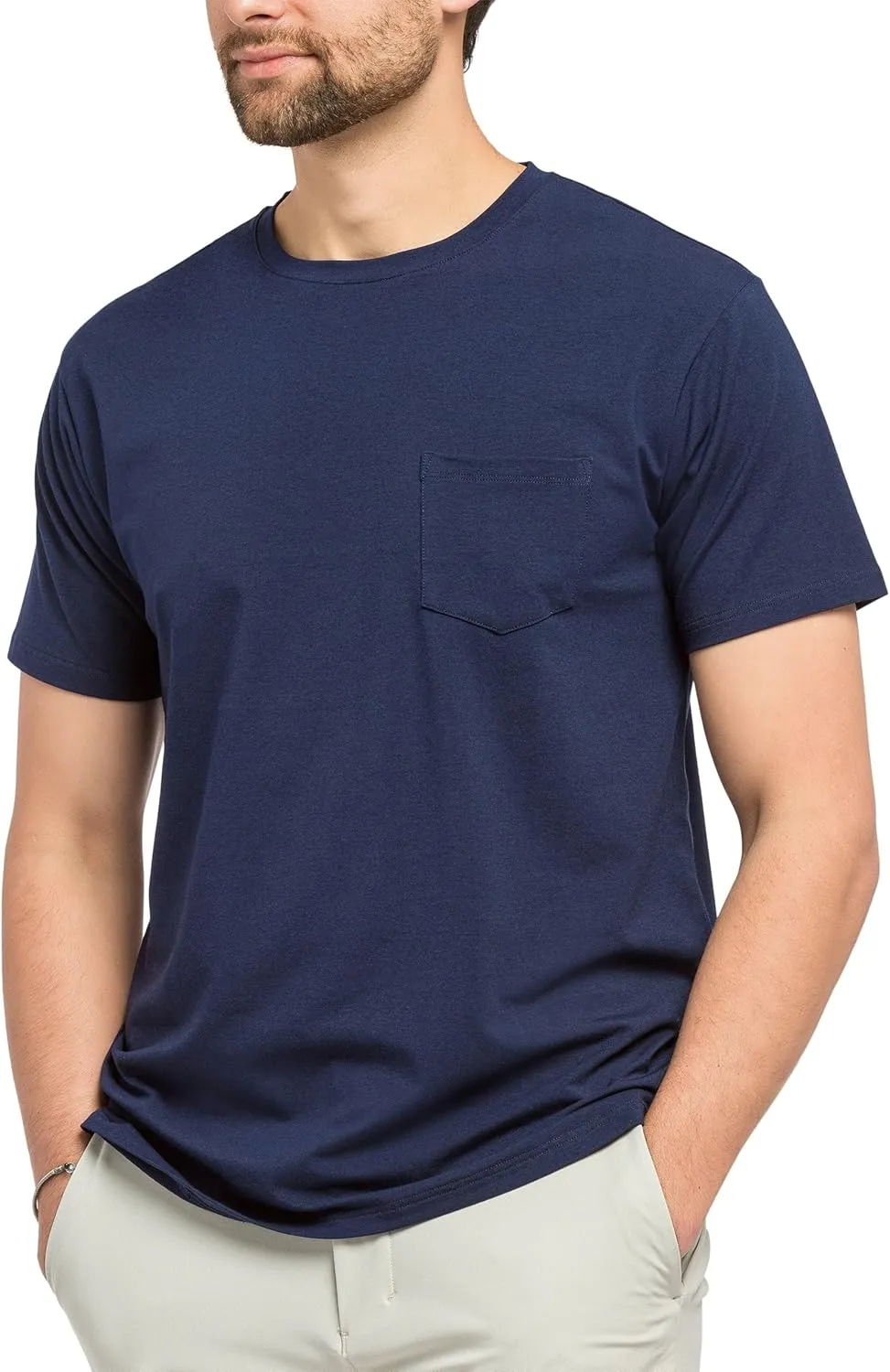 Fishers Finery Men's Soft Cotton Modal Crew Neck Pocket Tee