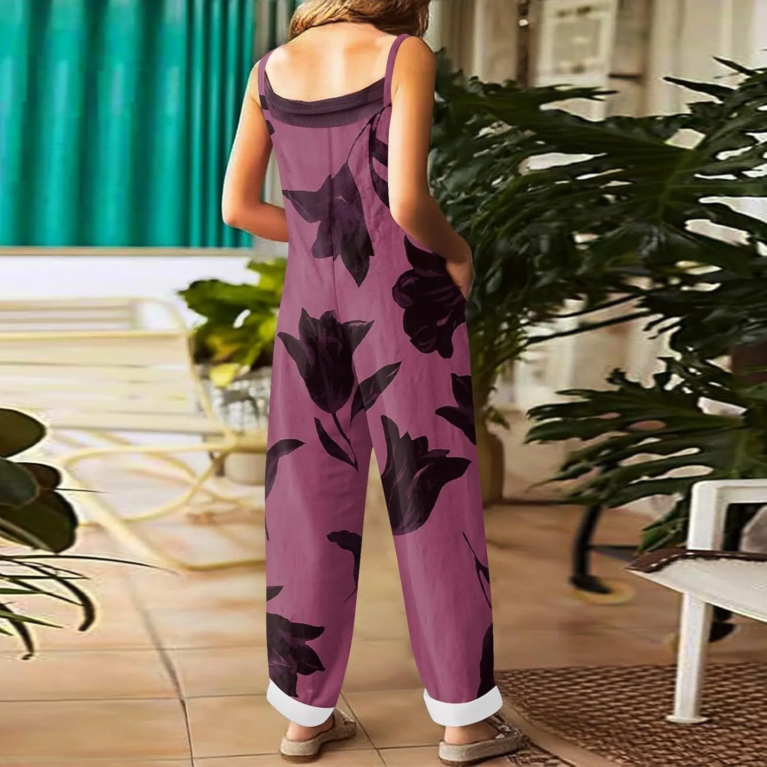 Floral Jumpsuits for Women, Spring Loose Beach Fashion Boho Casual Womens Romper