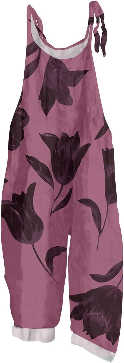 Floral Jumpsuits for Women, Spring Loose Beach Fashion Boho Casual Womens Romper
