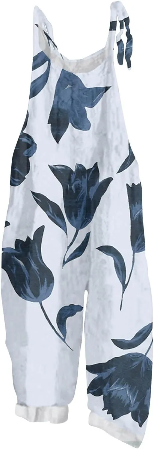 Floral Jumpsuits for Women, Spring Loose Beach Fashion Boho Casual Womens Romper