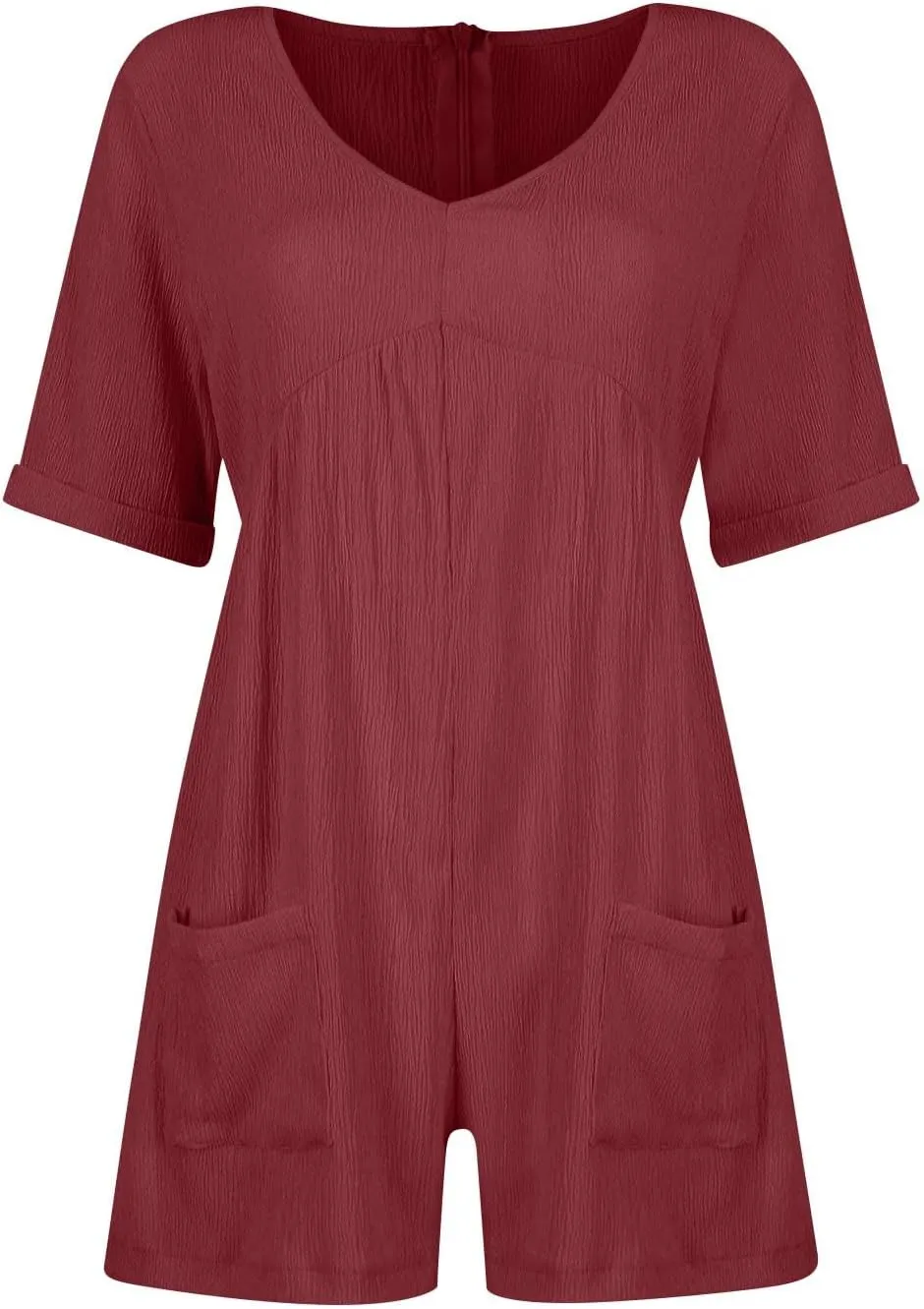 HGps8w Womens Cotton Linen Rompers Loose V Neck Short Sleeve Jumpsuit Casual Summer Overall Shorts Beach Outfits with Pockets