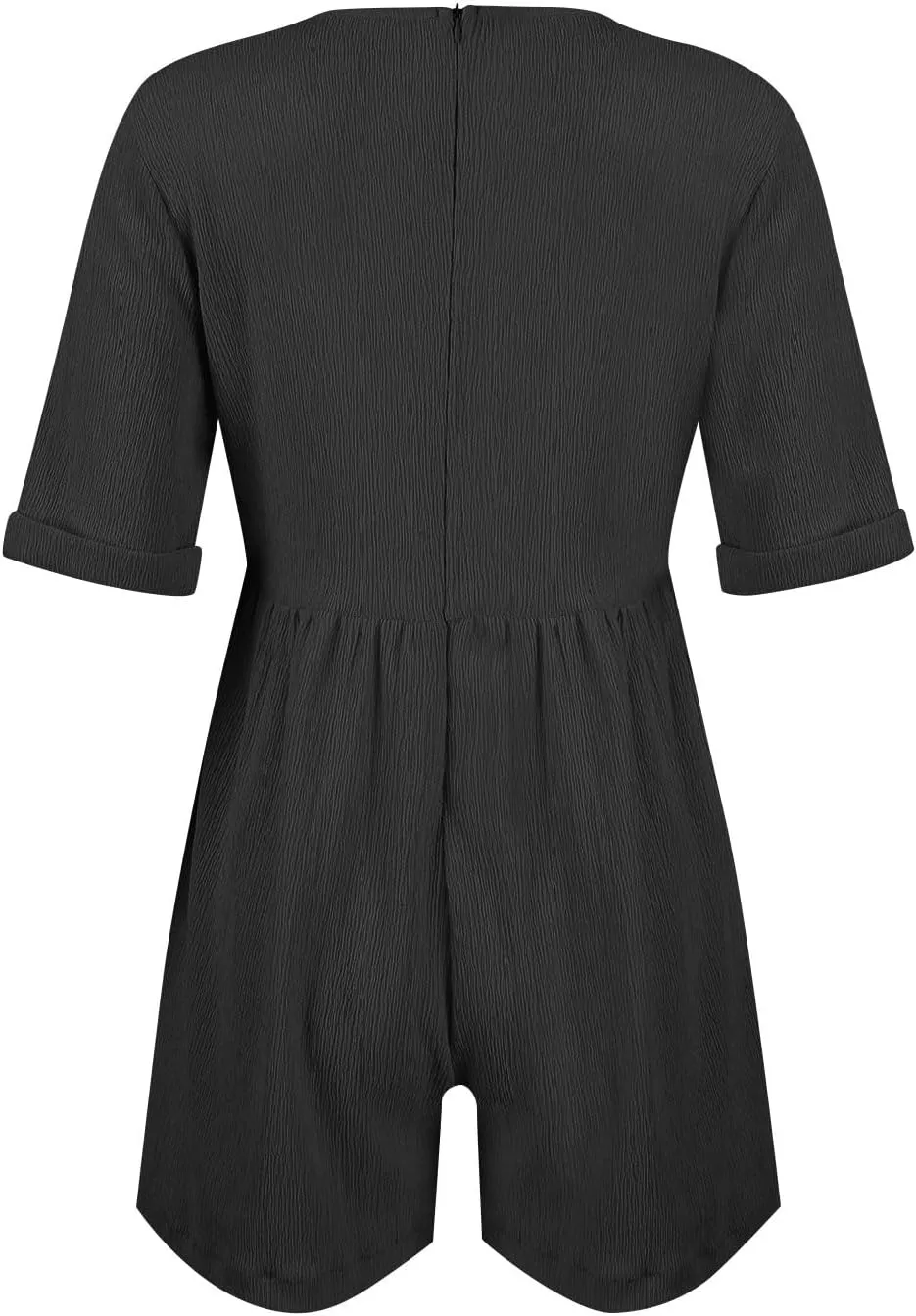 HGps8w Womens Cotton Linen Rompers Summer Short Sleeve V Neck Jumpsuit Casual Loose Overall Shorts Beach Outfits with Pockets
