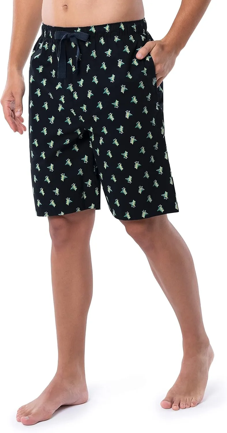 IZOD mens Printed Poplin Relaxed Fit Drawstring Sleep Shorts