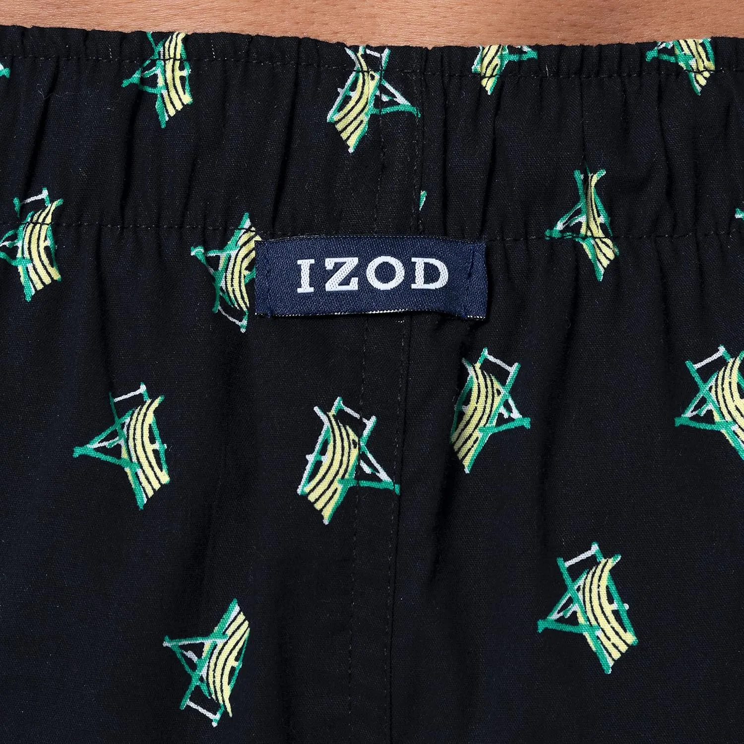 IZOD mens Printed Poplin Relaxed Fit Drawstring Sleep Shorts