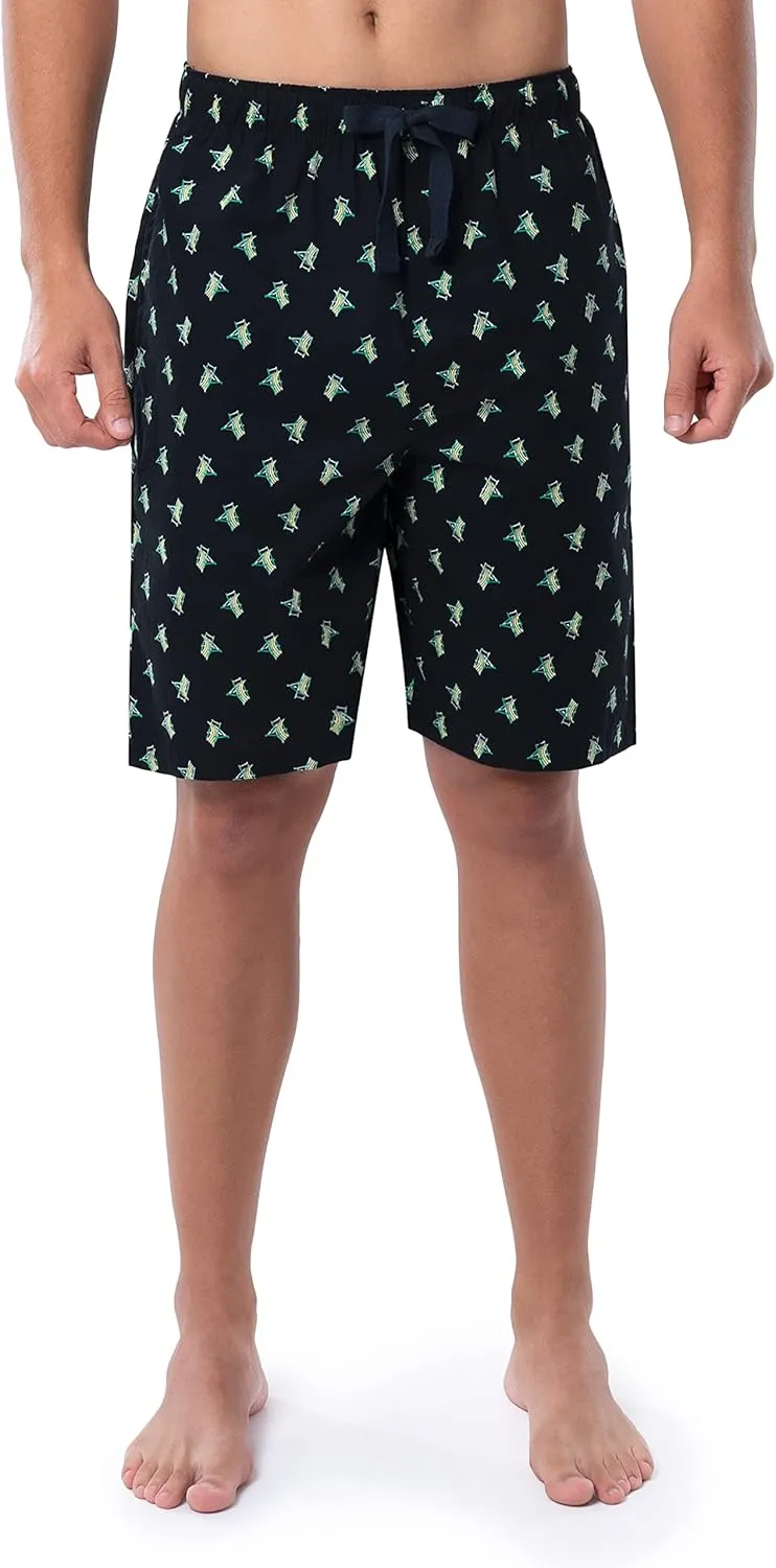 IZOD mens Printed Poplin Relaxed Fit Drawstring Sleep Shorts