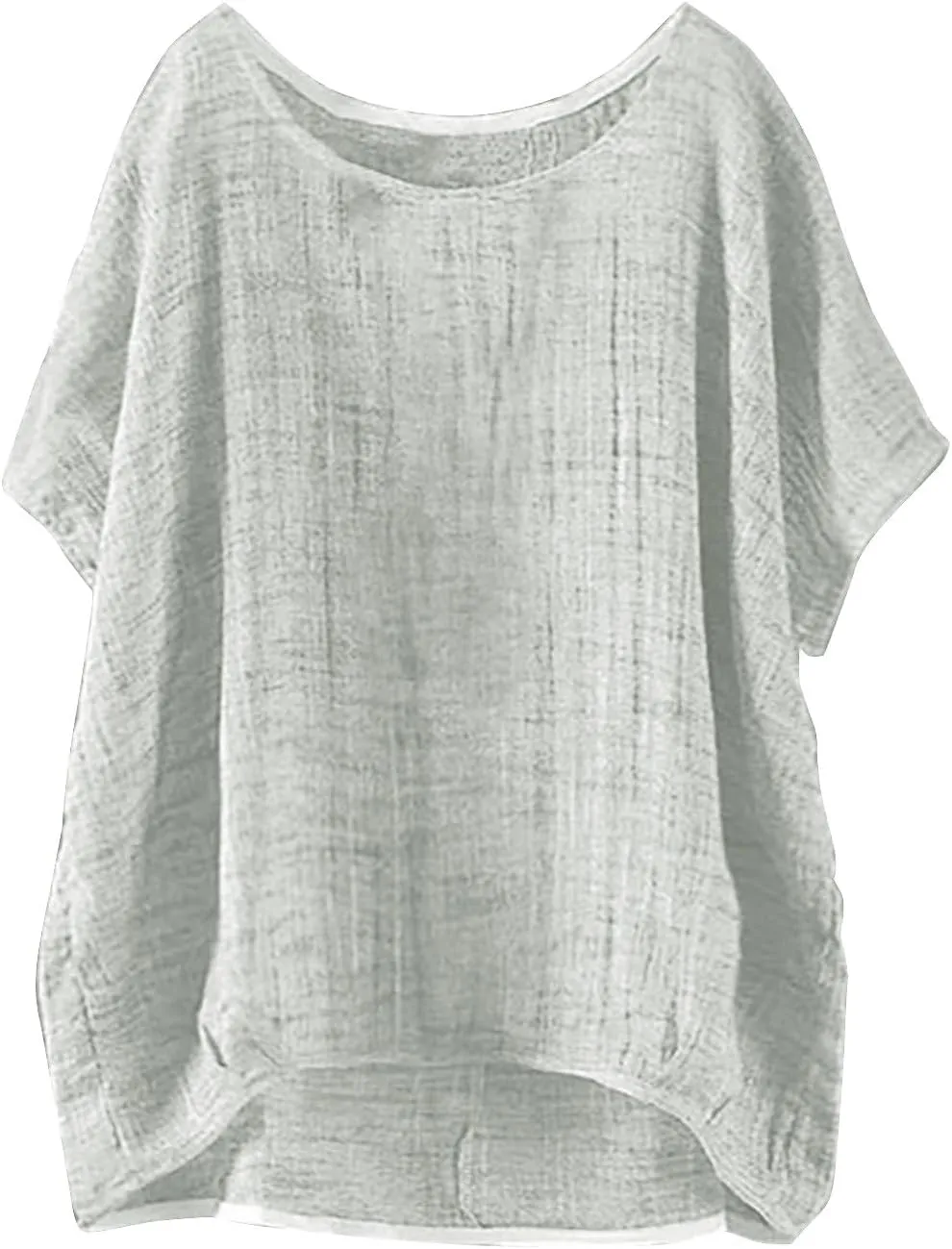 Linen Shirts for Women Summer 2024 Trendy Plus Size Crewneck Short Sleeve Cute Tops Casual Loose Fit Comfy Blouses