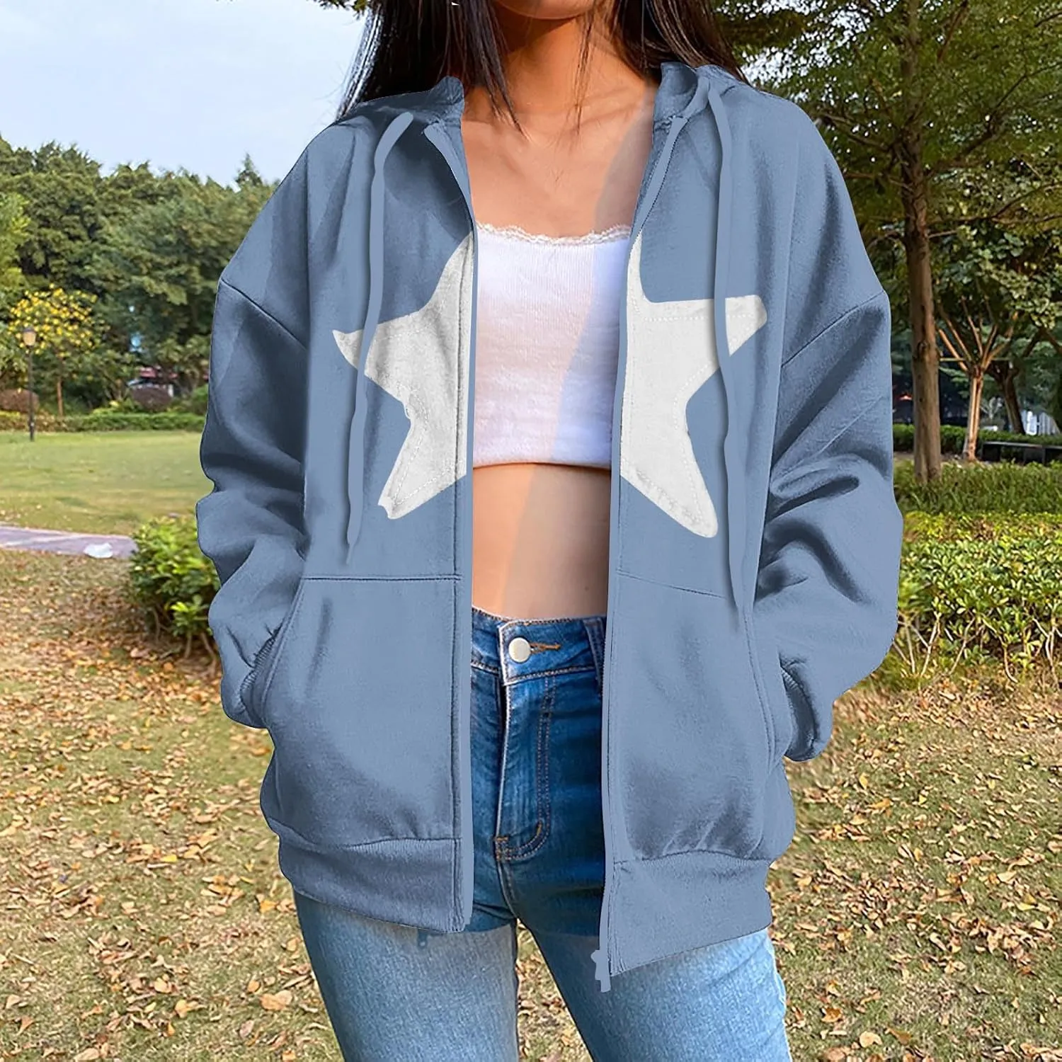 Long Sleeve Hooded Sweatshirt Coat Women Casual Light Jacket Zip Outwear with Pocket Athletic Cardigan Fall Tops