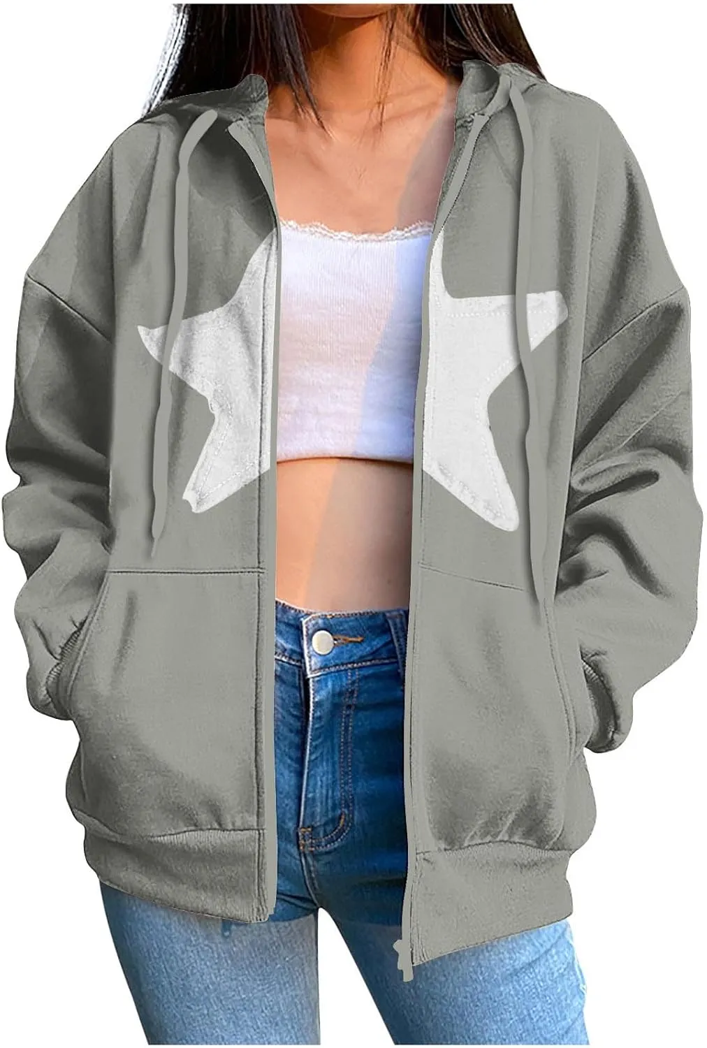 Long Sleeve Hooded Sweatshirt Coat Women Casual Light Jacket Zip Outwear with Pocket Athletic Cardigan Fall Tops