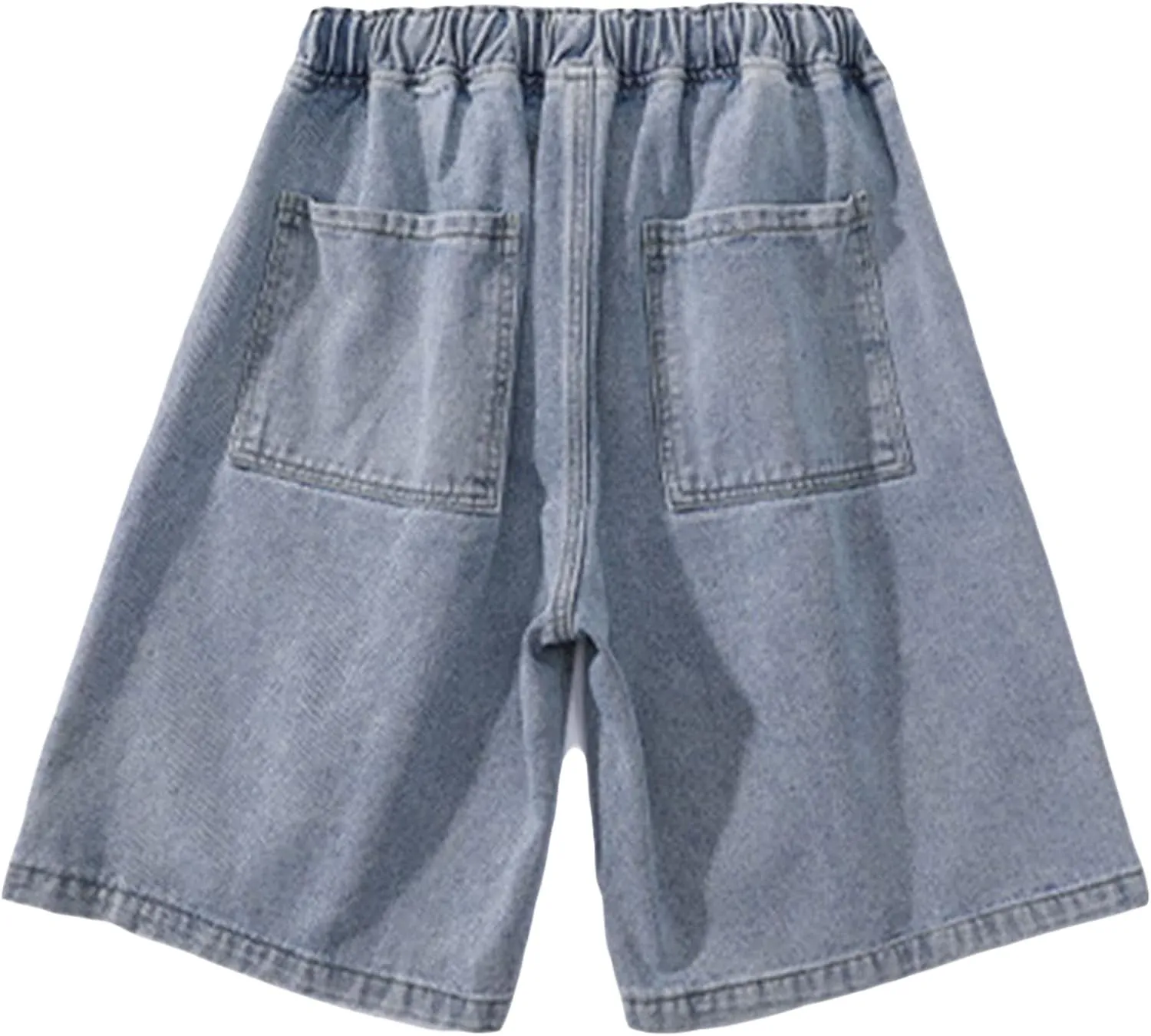 Maiyifu-GJ Men's Drawstring Loose Fit Jean Shorts Casual Elastic Waist Denim Shorts Straight Leg Relaxed Shorts