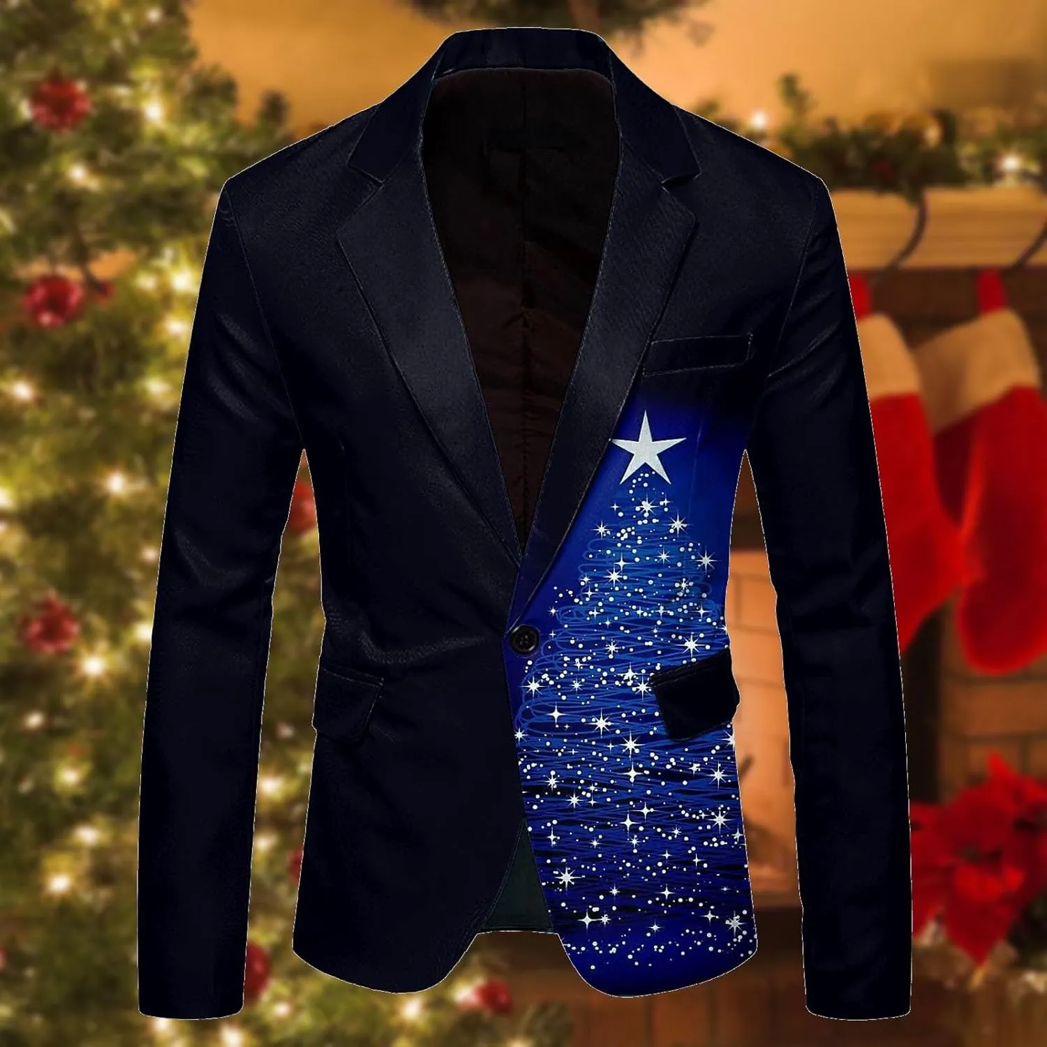 Mens Chirstmas Blazers Jacket Funny Light Up Xmas Suit Jackets Holiday Party Blazer Casual Business One Button Blazer
