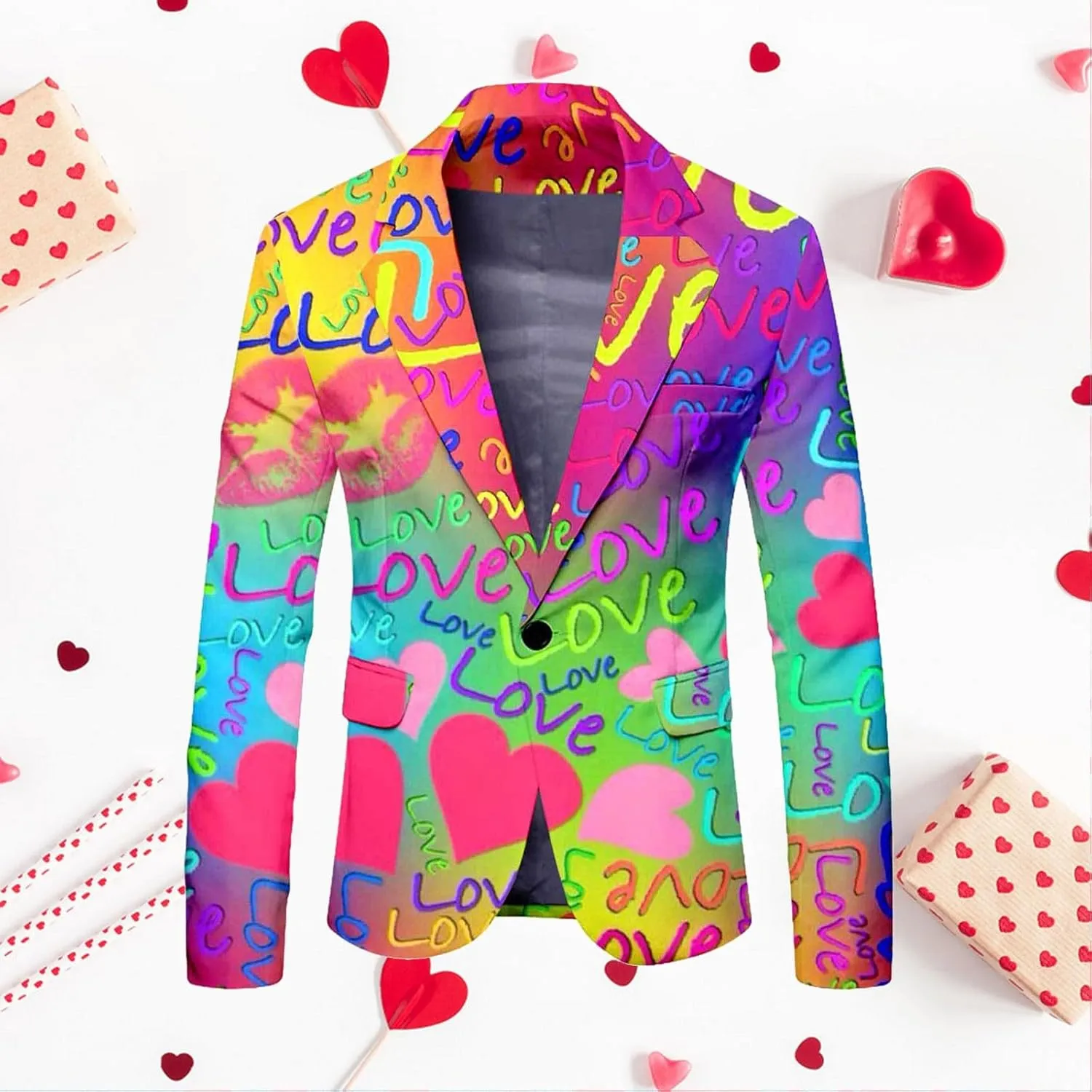 Mens Chirstmas Blazers Jacket Funny Light Up Xmas Suit Jackets Holiday Party Blazer Casual Business One Button Blazer