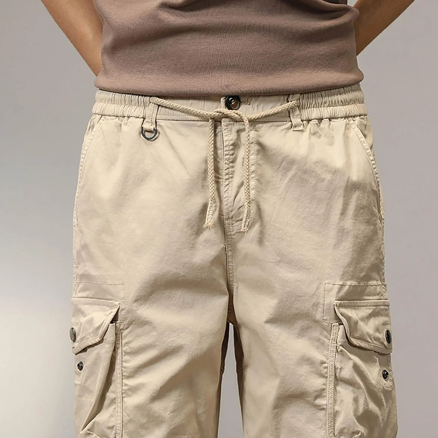 Men's Cotton Twill Cargo Shorts Classic Relaxed Fit Tactical Shorts Casual Outdoor Fishing Shorts with Multi Pockets