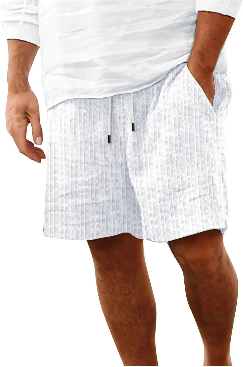 Men's Shorts Casual Beach Shorts Hawaiian Shorts for Men Summer Linen Shorts Relaxed Fit Loungewear Stylish Stripes Print