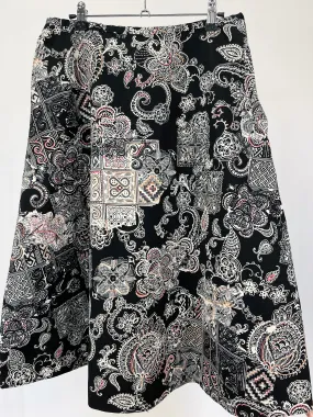 Multi Pattern Cotton Midi Skirt (W31")