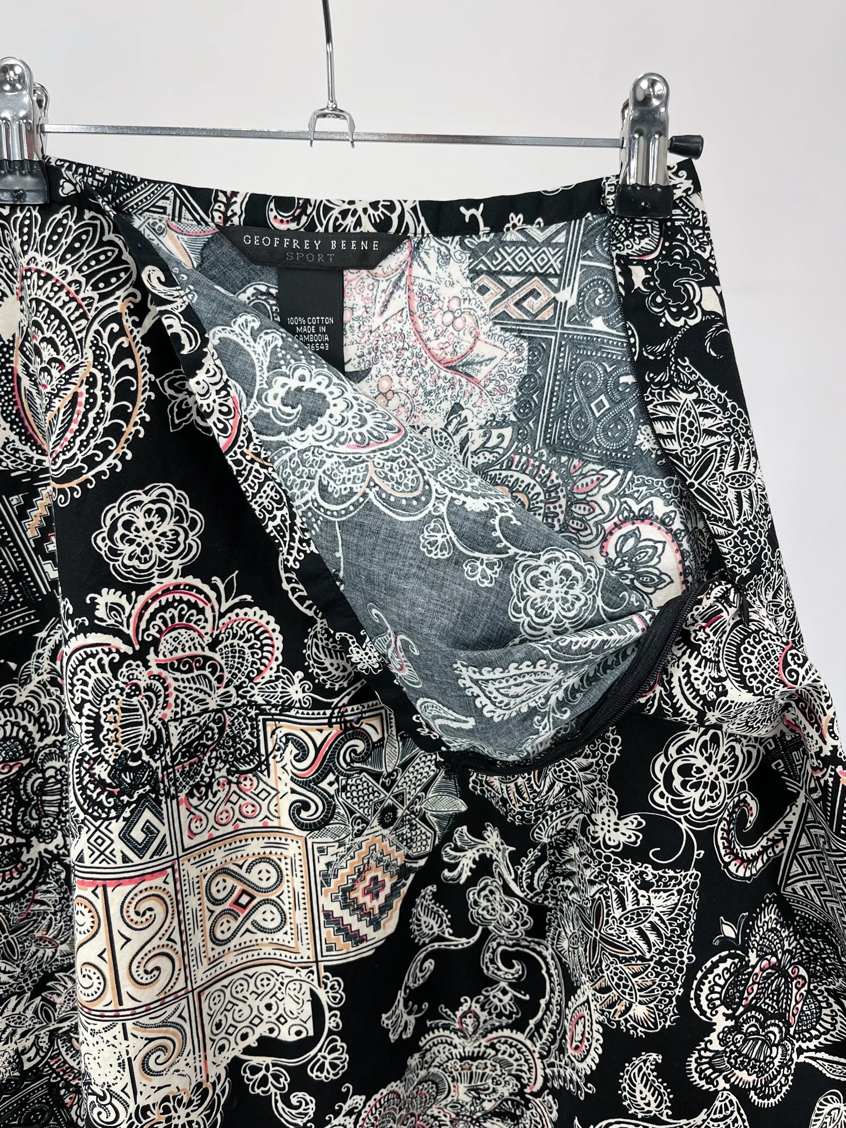 Multi Pattern Cotton Midi Skirt (W31")