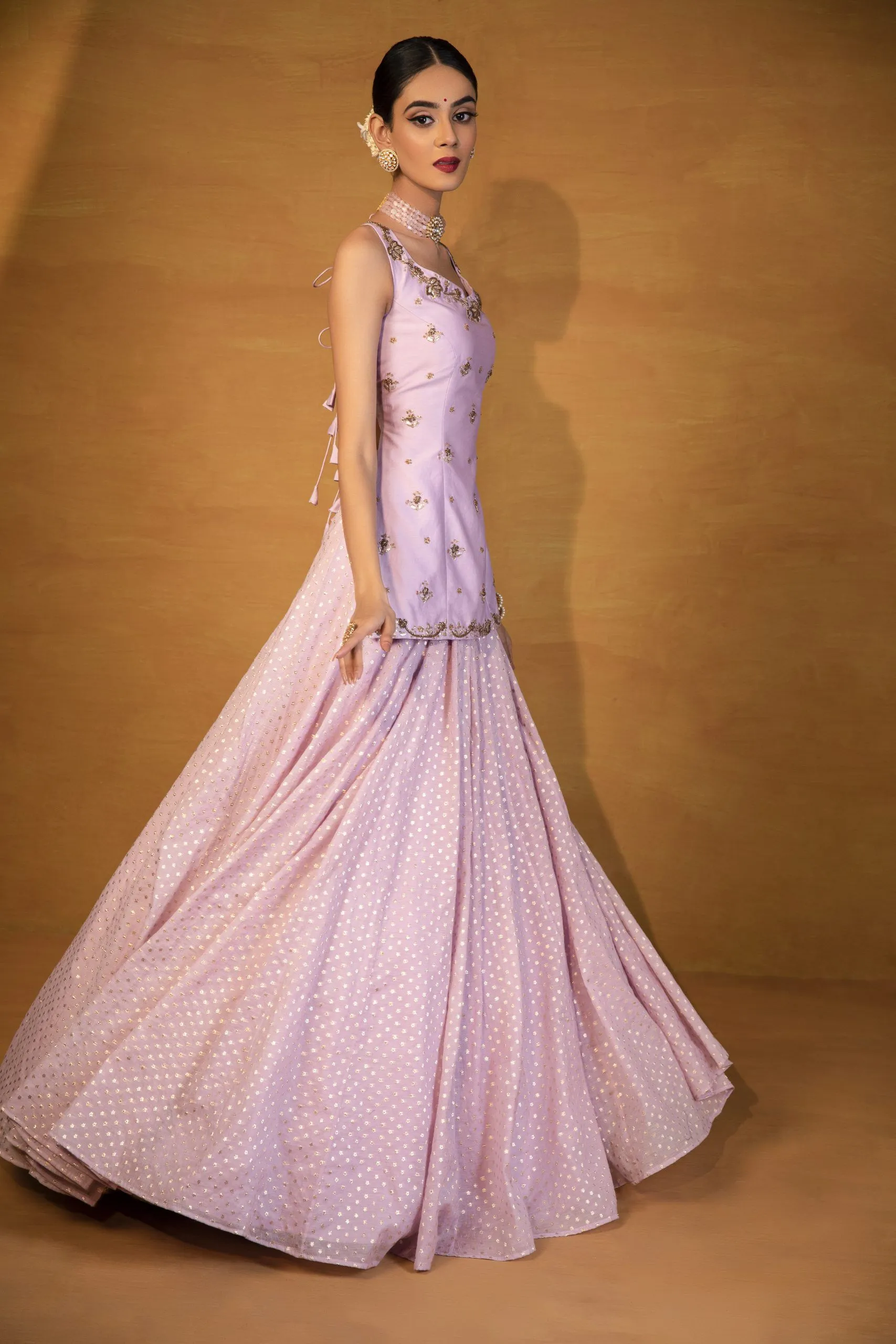 Pastel Lavender embellished lehenga set