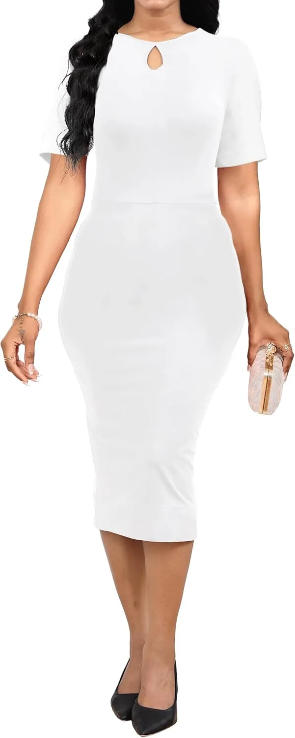 SeNight Women's Elegant Dress Bodycon Work Business Pencil Dresses
