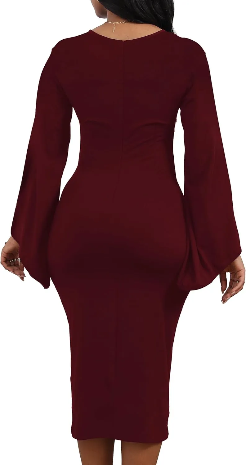 SeNight Women's Elegant Dress Bodycon Work Business Pencil Dresses