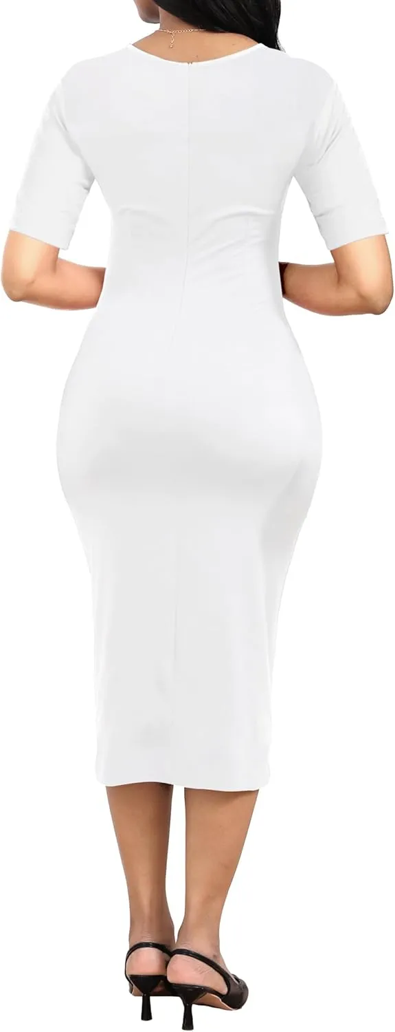 SeNight Women's Elegant Dress Bodycon Work Business Pencil Dresses