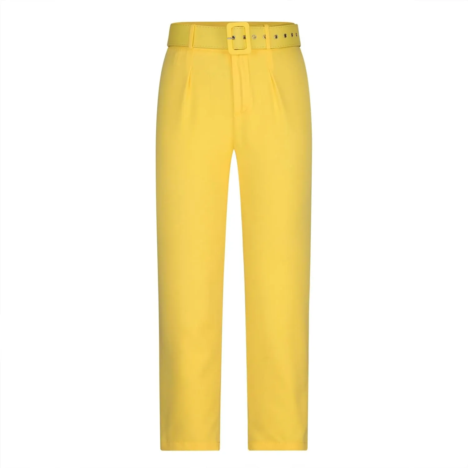Soild Color Elegant Pantswith Belt for Women High Waist Elastic Trouser with Pocket Straight Legs Long Pants for Work