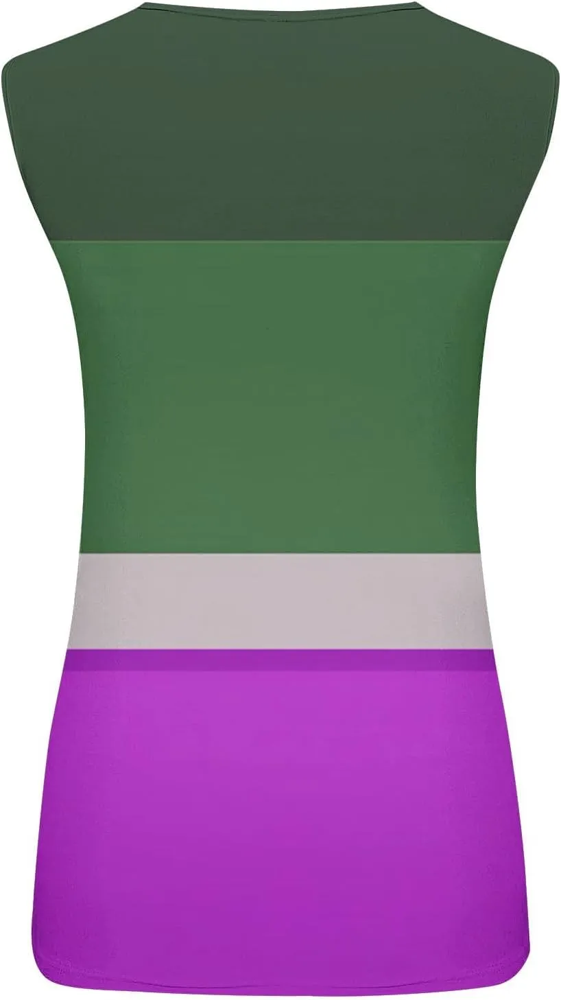 Summer Tank Tops for Women 2025 Color Block Print Casual V Neck Sleeveless Tops Trendy Summer Beach Comfy Tank Top