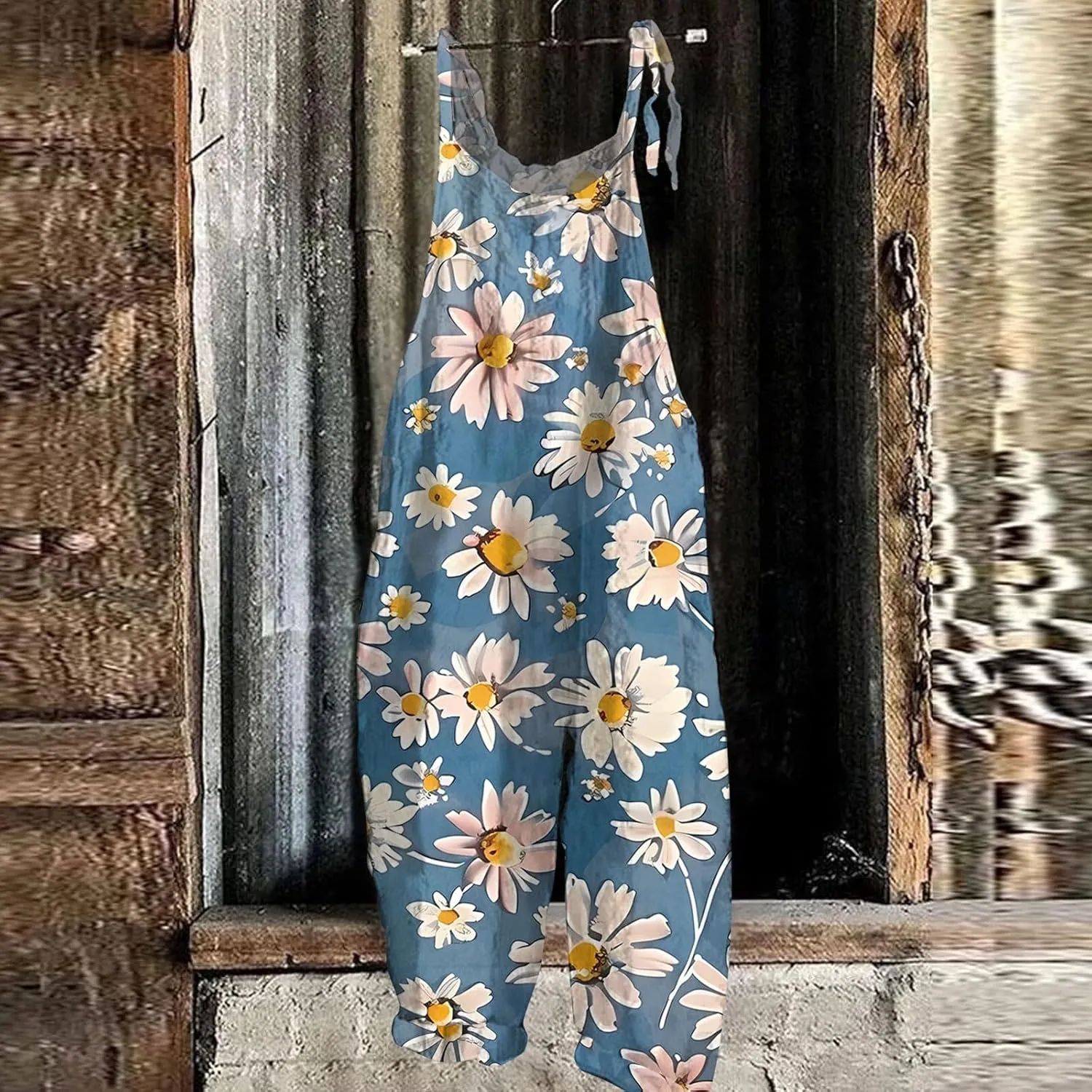 Trendy Womens Jumpsuit, Wide Leg Fashion Casual Loose Beach Vacation Rompers for Women