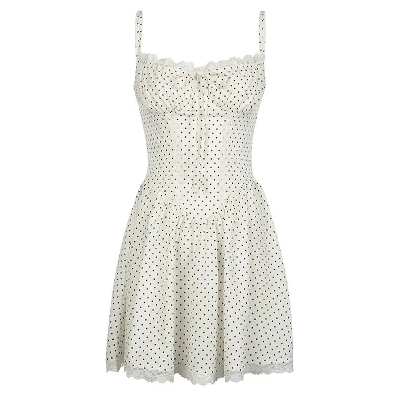 Uniwim Elegant Lace Trim Strap Corset A-Line Dress
