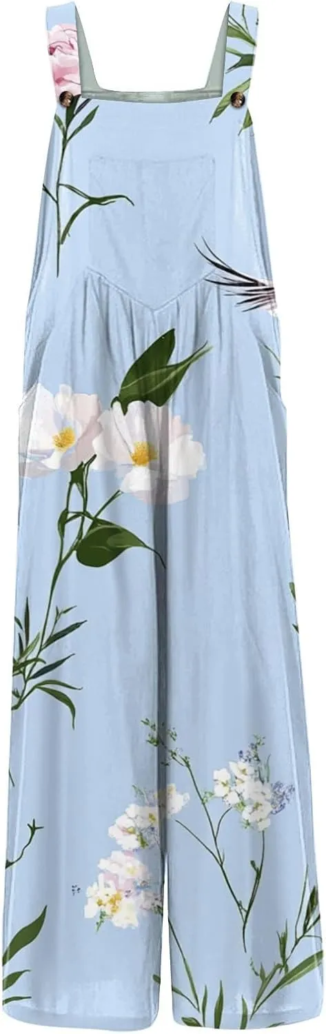 Wide Leg One Piece Jumpsuits for Women, Casual Vacation Loose Beach Fashion Boho Womens Romper