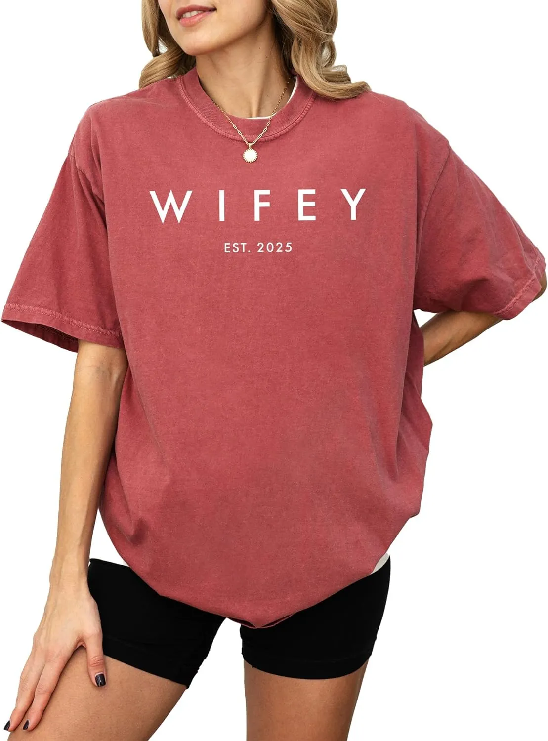Wifey Graphic T-Shirt for Women - 100% Cotton, Retro Oversized Honeymoon Tee - Soft, Preshrunk Casual Top, Ideal Gift for Her