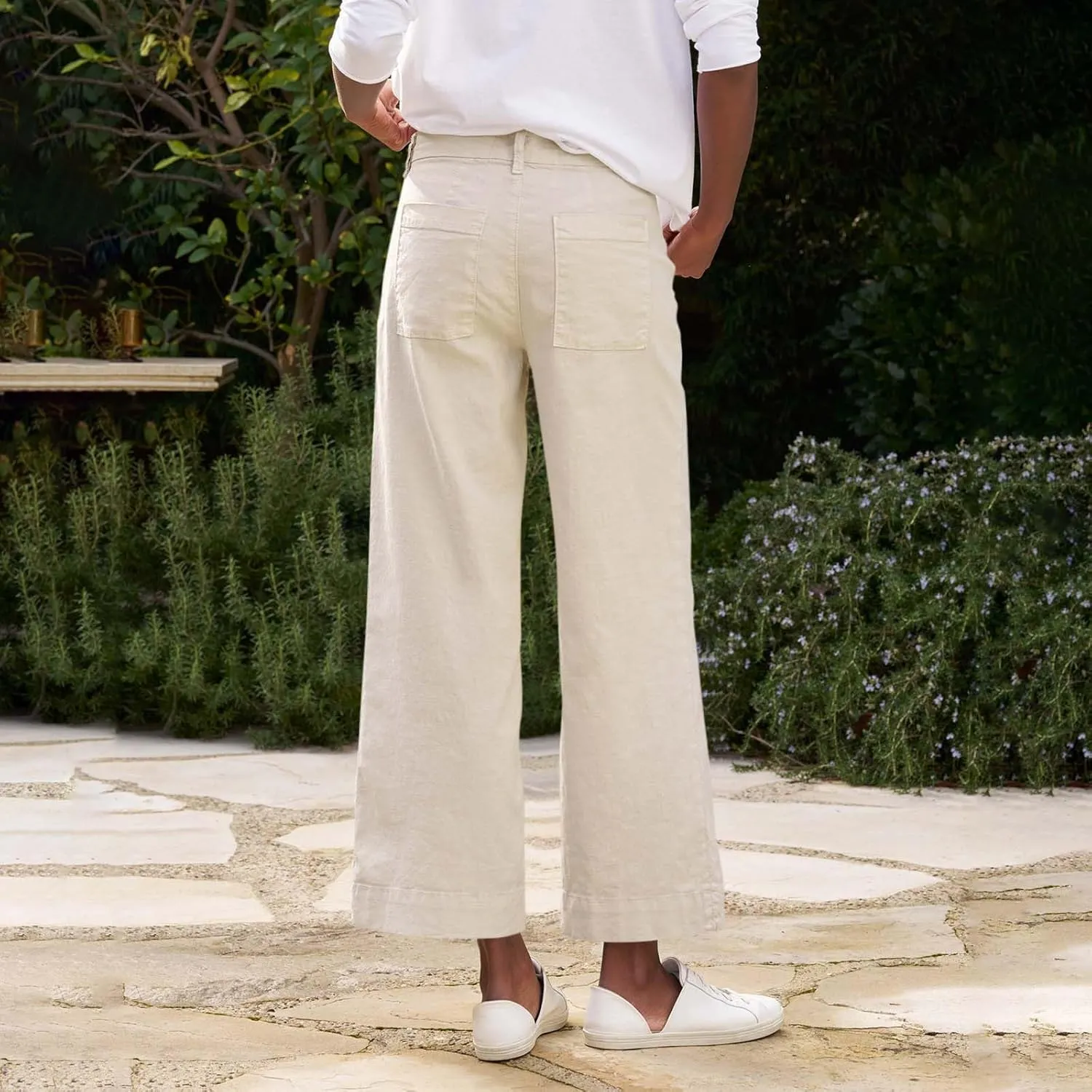 Womens Pants, Casual Pants Linen Loose Peasant Straight Leg Striped Side 2025