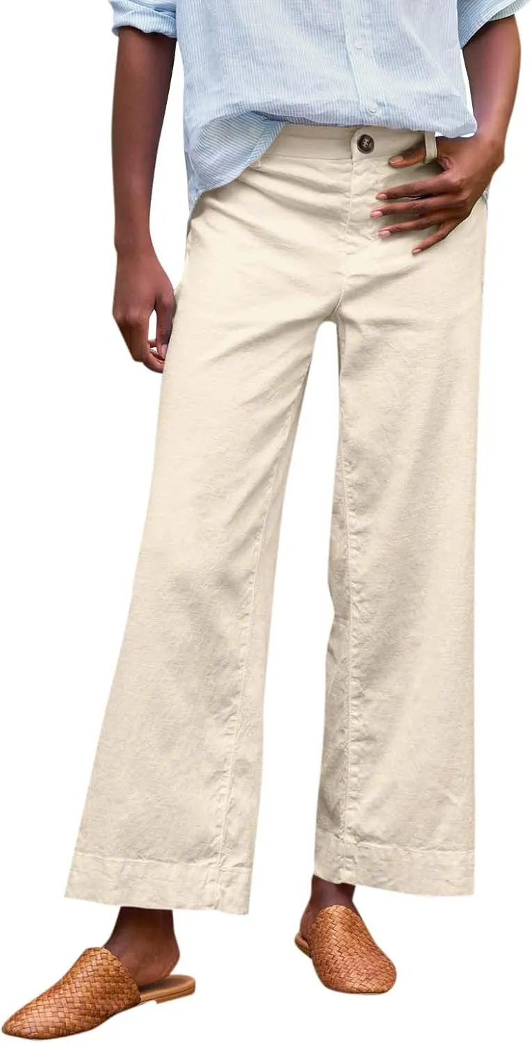 Womens Pants, Casual Pants Linen Loose Peasant Straight Leg Striped Side 2025
