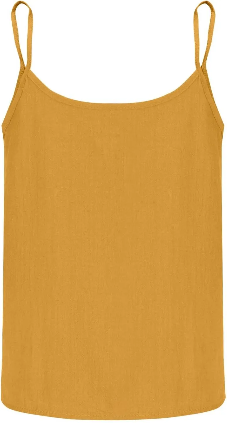 Womens Summer Cotton Linen Spaghetti Strap Tank Top V Neck Sleeveless Camisole Casual Loose Button Shirts Crop Tops