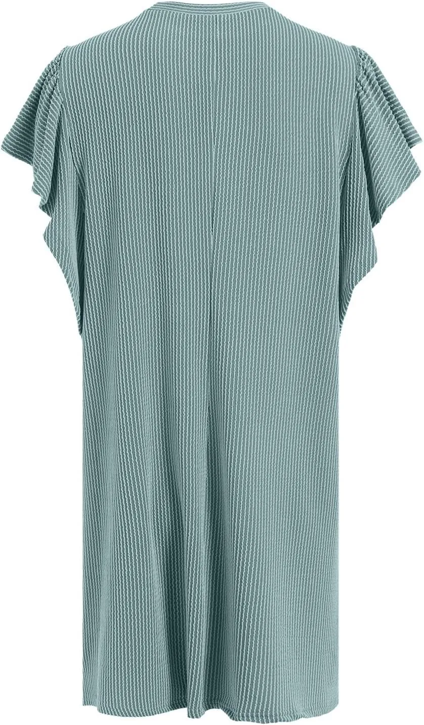 Womens Summer Dresses Fashion 2025 Crewneck Solid Casual Short Sleeve Spring Mini Dress Beach Vacation Dresses